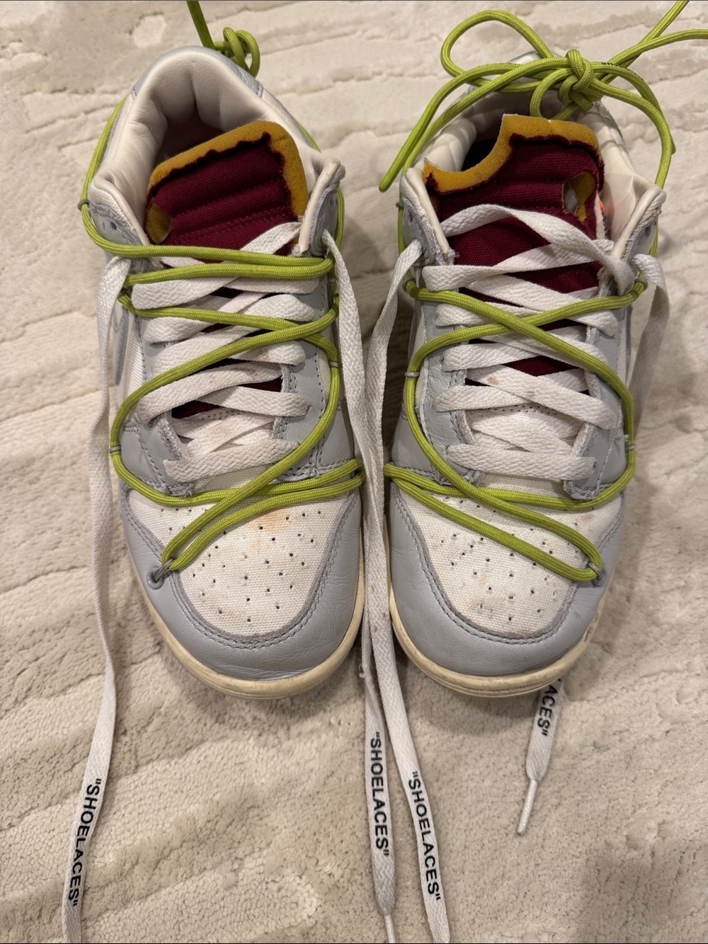 Off-White Men's White, Light Gray & Lime Green Low-Top Sneakers